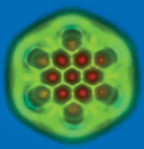 Molécula de nanografeno captada por microscópio atômico da IBM.